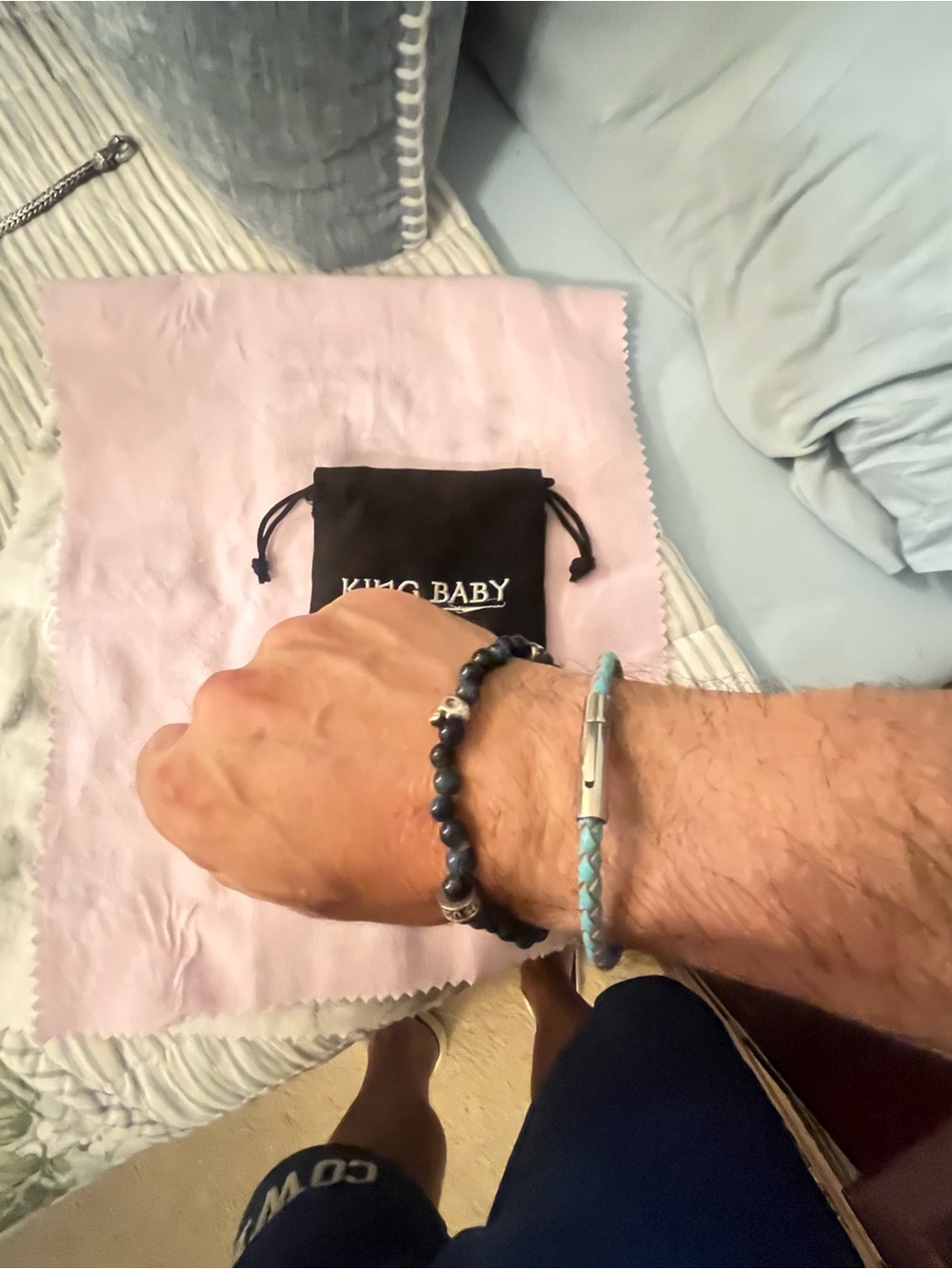King Baby size 8 Bracelet for Men beautiful silver and onyx.
